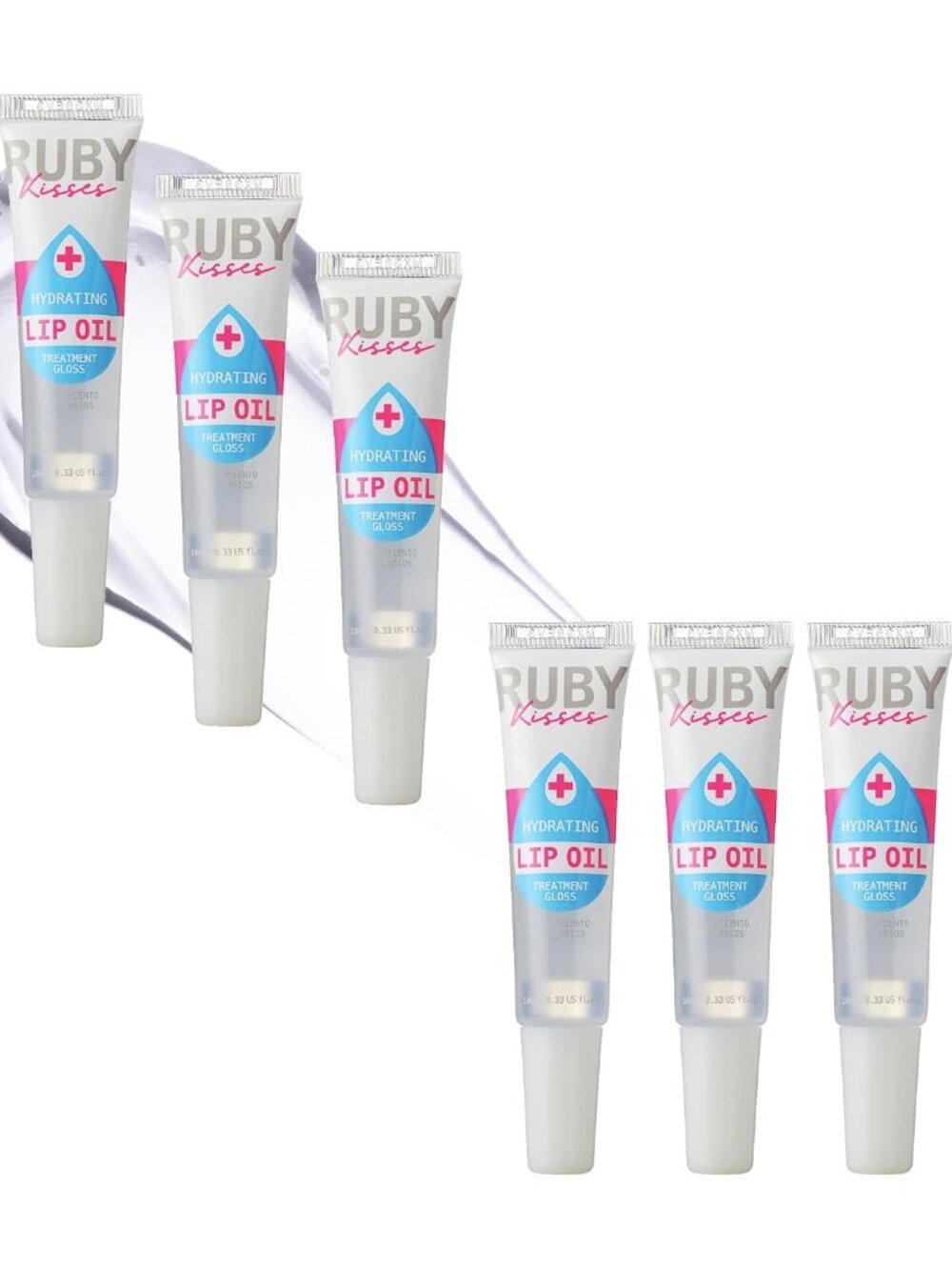 Ruby Kisses Hydrating Clear Lip Oil Treatment Gloss (6 Pack), Hydrates & Heals